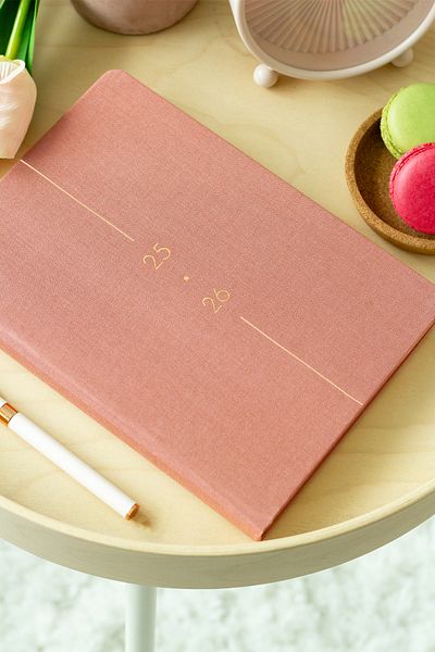 Matt Notebook 2025-2026 A5 Λινό Ακαδημαϊκό Ατζέντα 15x21 cm - 17 Μηνιαίο Ροζ