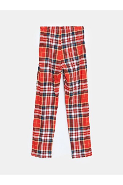 LC Waikiki Kirmizi Beli Lastikli Ekose Kız Çocuk Pijama Alt