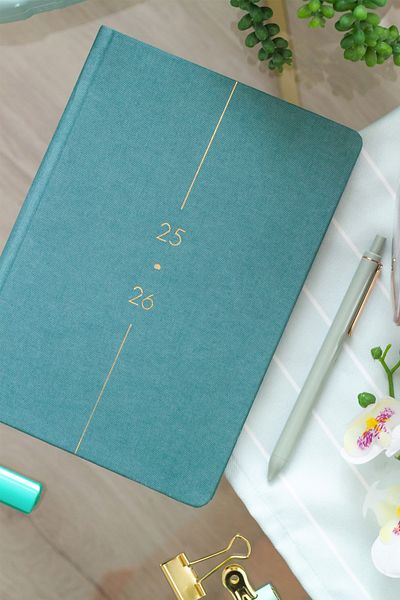 Matt Notebook 2025-2026 Α5 Λινό Ακαδημαϊκό Ατζέντα 15x21 cm - 17 Μηνιαίο Τυρκουάζ