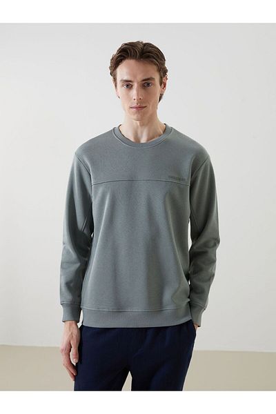LC Waikiki Green Crew Neck Long Sleeve Printed Men's Sweatshirt