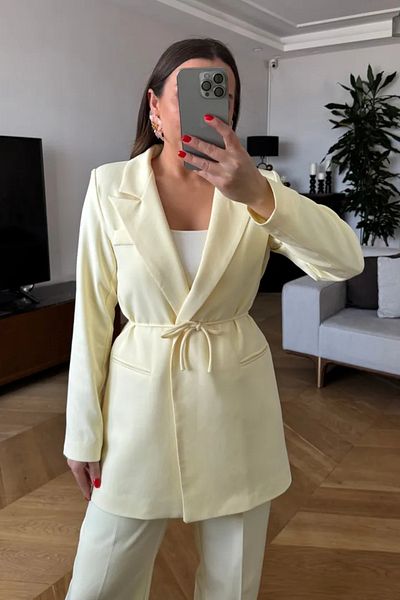 Tuba Butik Lacing Detailed Blazer Women's Jacket