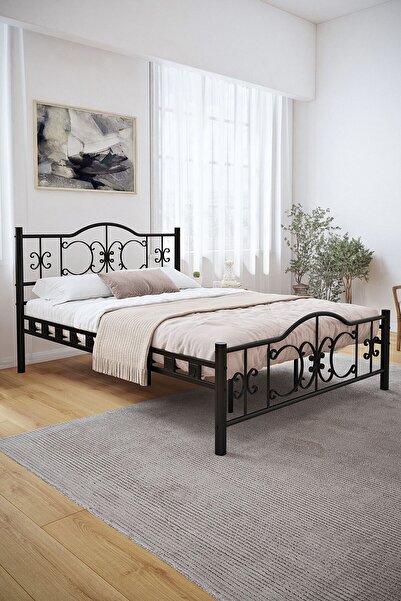 AKSviva Pero Çift Kişilik Ferforje Metal Karyola Siyah