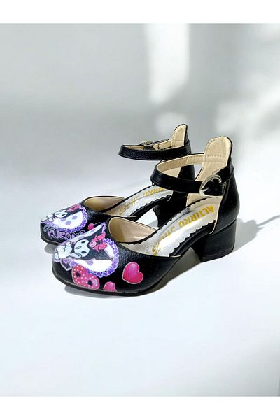 PATİK BEBE Детски обувки на висок ток за момичета, черно-кафяви, KUROMI