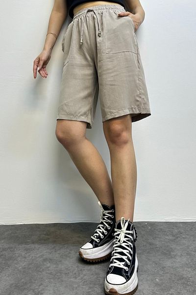 Feela Moda Women's Lace-Up Elastic Waist Modal Woven Shorts 2010