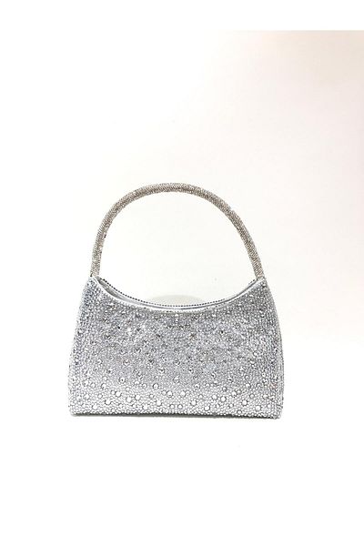 womenacs Ασημί Χρώμα Water Drop Stone στο χέρι Βραδινό φόρεμα Clutch Portfolio Γάμος Αρραβώνας Henna Γυναικεία βραδινή τσάντα (με λουράκι)