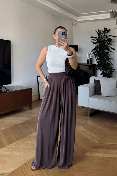Tuba Butik Modal Pile Detailed Women's Trousers