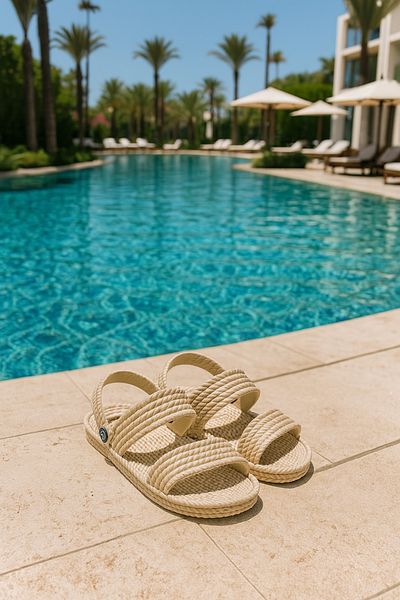 Behtah Kundura Summer Adjustable Straw Look Non-Slip Sole Slippers Balcony Pool Seaside Pool Daily Slippers
