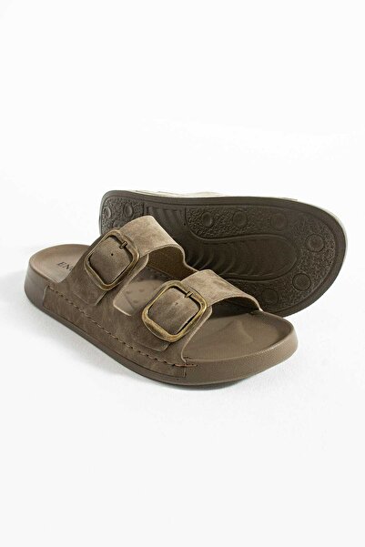 onexsports Men's Leather Double Striped Orthopedic Lightweight Comfortable Sole Stitched Stylish Out and Inside Men's Slippers