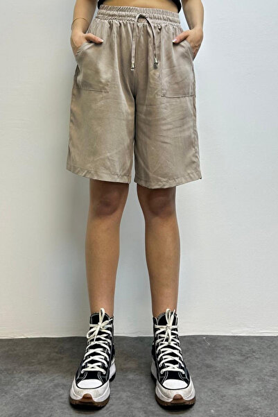 Feela Moda Women's Lace-Up Elastic Waist Modal Woven Shorts 2010