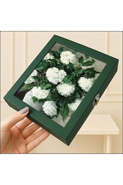 İsdeksan Özel Tasarım, Aynalı,Deri Kaplama, Özel Renkli Çizim takı kutusu, ta...