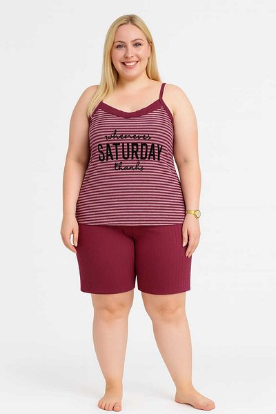 MODA Women's Plus Size Rope Strap Blouse and Shorts Bottom Top Pajamas Set