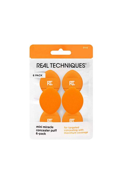 Real Techniques Mini Miracle Concealer Puffs Small Makeup Puff For Liquid & Cream Foundation 6 Count