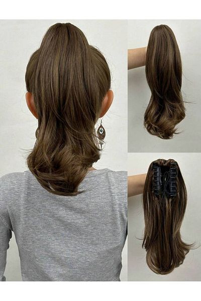 AKOLİFE Short Ponytail Hairpiece with Auburn Buckle Fake Hair - Human Hair Texture