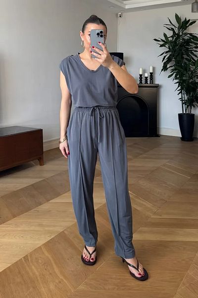 Tuba Butik Padded Blouse Trousers Women's Set