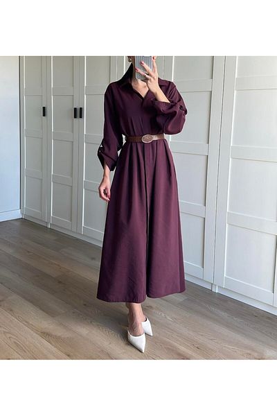 Lavanta Tekstil Belted Shirt Dress