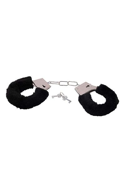 toyz4lovers Cătușe Metalice cu Blană, Negru, Reglabile