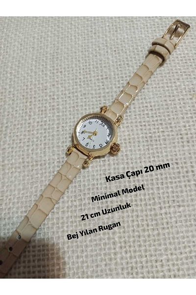 Brality Retro Minimal Model Vintage Still Gold Case Women's Wristwatch.. Detailed with Numbers.. Beige Cord 0112