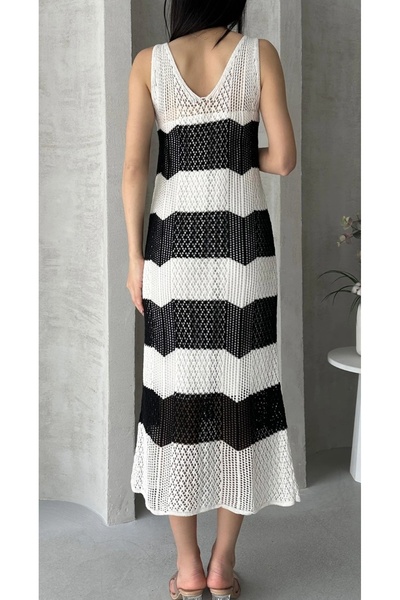 Brenza V-Neck Zigzag Detailed Knitwear Dress