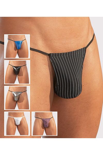 Orion Set of 7 Men's Thong Panties, Orion, Polyester, Black