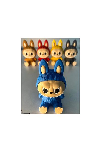 Cochines Sitting Labubu Figure - Blue Labubu Healthy Petg Material 3D Figure 9.5cm