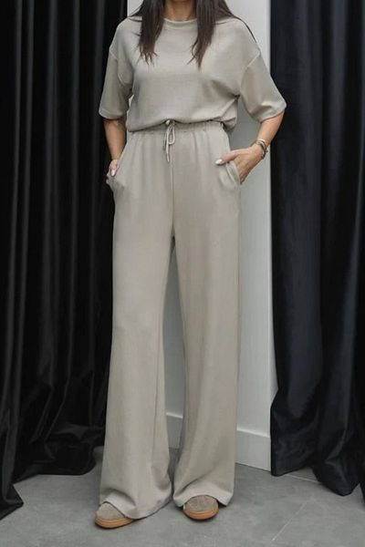Balenbi Women's Modal Fabric Short Sleeve Tracksuit Set 1098