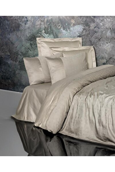 Cotton Box Set cuvertură de pilota din satin Demure Mink - Jacquard dublu