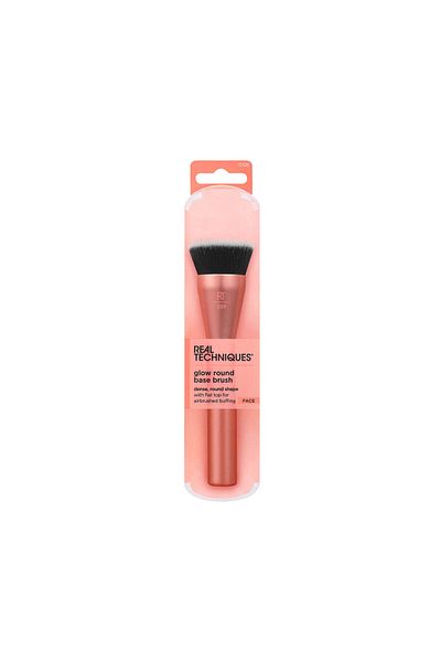 Real Techniques Glow Round Base Makeup Brush, For Liquid & Cream Makeup, Flat Top Foundation 1 Count