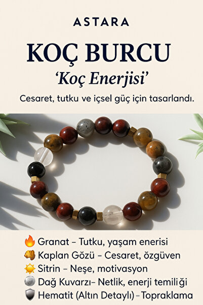 Koç Burcu Doğal Taş Bileklik – Enerji, Cesaret, Koruma | Astara