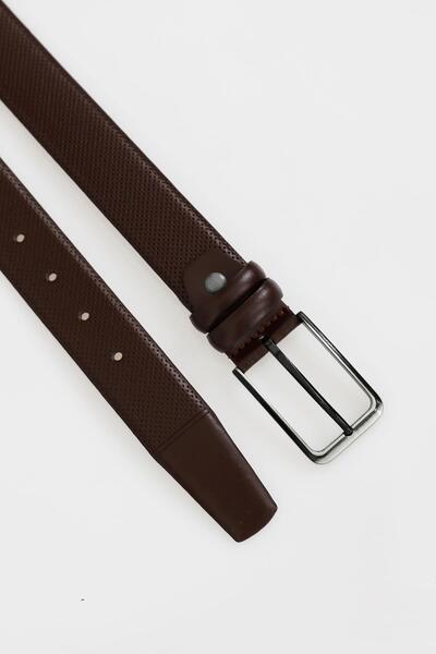 Uki KAHVE Desenli Klasik Deri Kemer