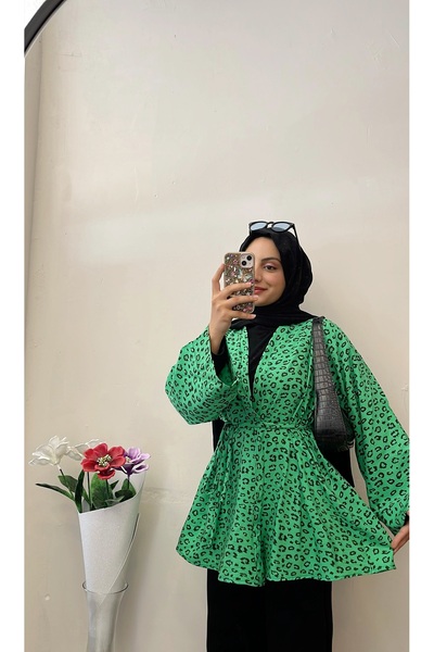 DİLEKBUTİK Καλοκαιρινό κιμονό από πράσινο λινό