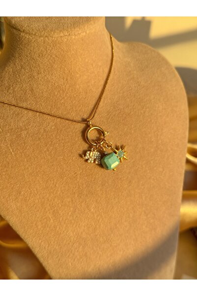 Nour Co Firuze Taşlı Kuzey Yıldızı Fil Charm Kolye