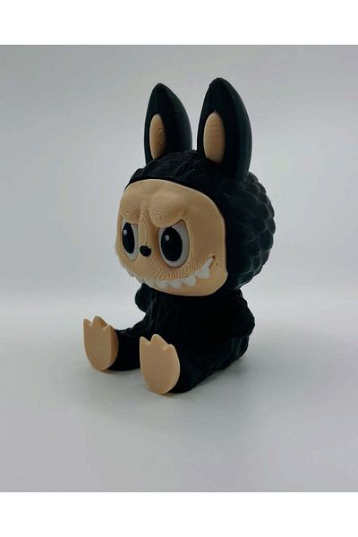 Cochines Sitting Labubu Figure - Black Labubu Healthy Petg Material 3D Figure 9.5cm