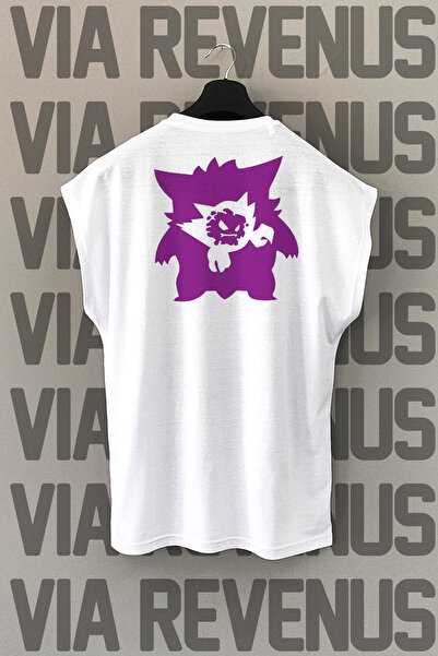 Vordevia Tricou sport cu mâneci zero cu imprimeu pe spate Gengar