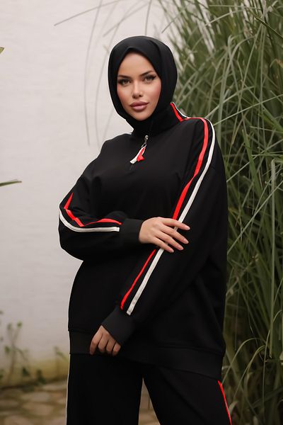 MİMİ Luxury Wear Γυναικείο Σετ Φόρμα Hijab με γιακά με φερμουάρ