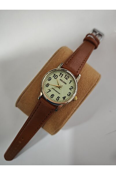 GOLDON vintage minimal retro kayışlı fosforlu kadran kol saati