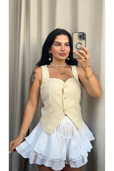 Butik سترة بأزرار من الكتان الحجري