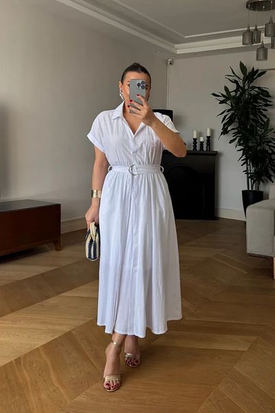 Tuba Butik Poplin Midi Shirt Dress
