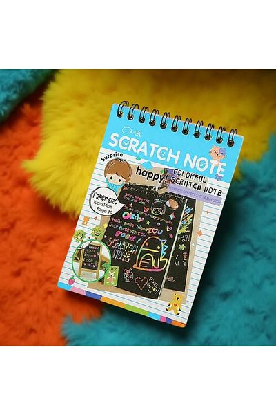 Tim Set 4 caiete cu file razuibile, Magic Scratch, 10 File, Curcubeu, Creion din Lemn, Cartonase negre