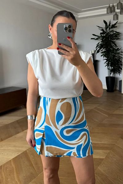 Tuba Butik تنورة قصيرة منقوشة