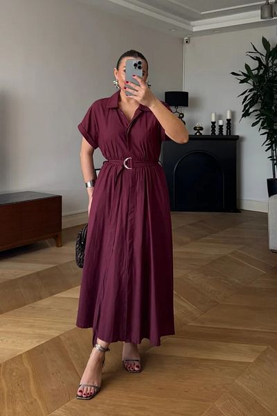 Tuba Butik Poplin Midi Shirt Dress