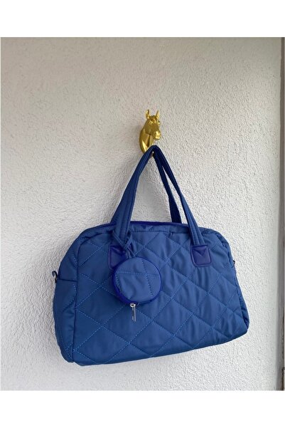 MODA Gece mavisi kapitone aksesuar cüzdan fermuarlı geniş kol çanta