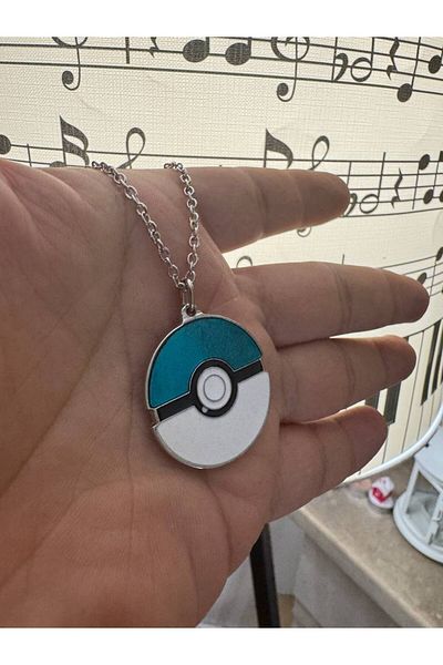 Herşey Nota Blue Poketop Figured Pokemon Necklace with 60 cm Chain |   Anime Themed Unisex Jewelry