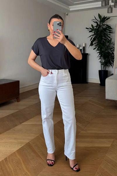 Tuba Butik Cut Leg Boyfit Women's Denim Trousers