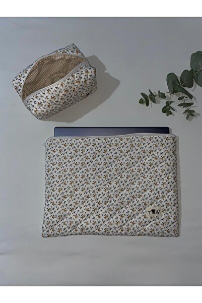 TALL WAY Білий чохол для ноутбука з квіточками - набір пенала (10-11-12 дюймів)