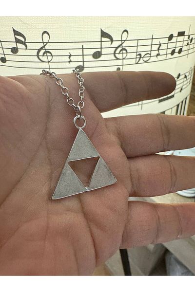 Herşey Nota The Legend of Zelda Triforce Triangle Necklace with 60cm Chain |   Anime Game Themed Unisex Jewelry