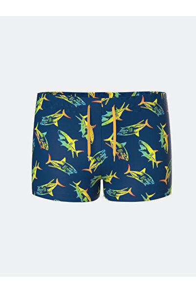 LC Waikiki LCW ECO Lacivert Beli Lastikli Baskılı Erkek Çocuk Boxer Mayo