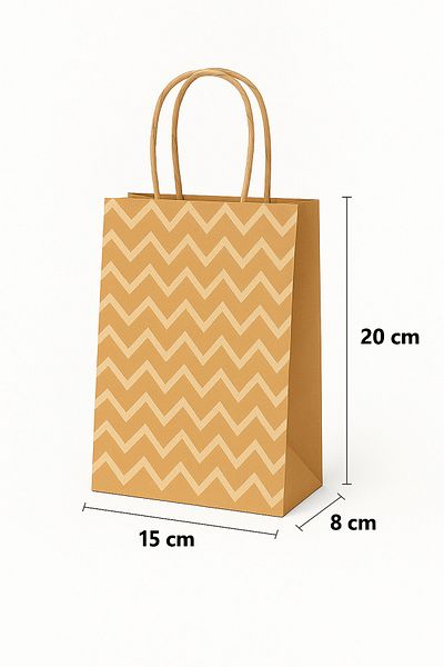 HDF PAZARLAMA 25 Pieces Zigzag Patterned 15*8*20 Kraft Bags