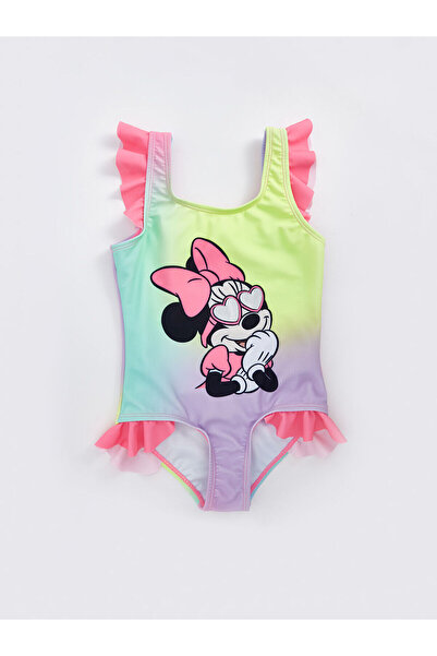 LC Waikiki Lcw Kids Square Neck Minnie Mouse Printed Baby Girl Swimsuit