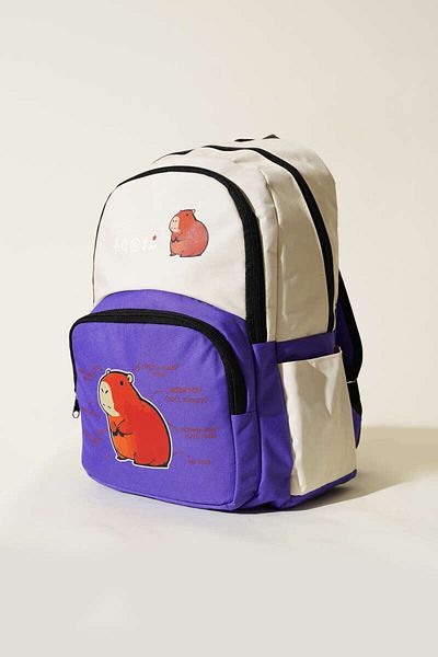 7K Purple Capybara Primary School Middle School and Daily Use Convenient Waterproof Backpack