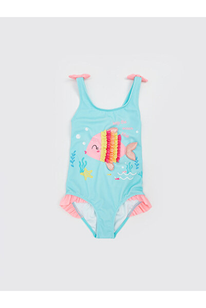 LC Waikiki LCW Kids U Yaka Baskılı Kız Çocuk Mayo (S5)